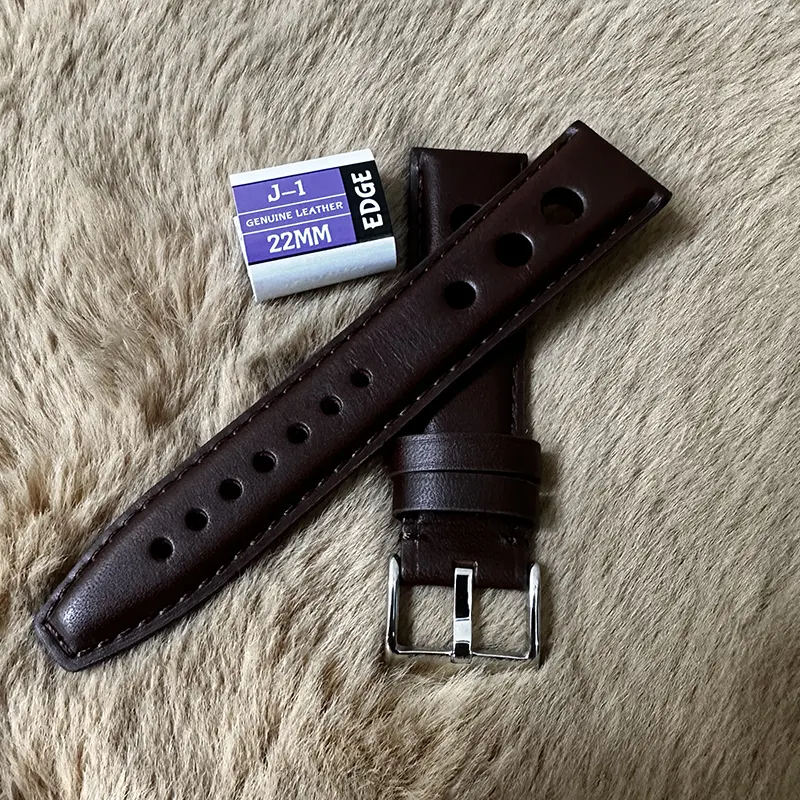 Edge 22MM Brown Leather Strap- Elegant Watch Band